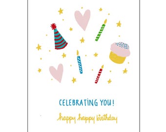 Tarjetas de cumpleaños originales: tarjetas de felicitación coloridas, tamaño tarjeta de regalo