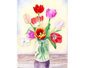 TULIPS Watercolor Print