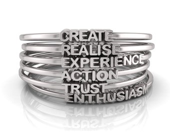 CREATE COLLECTION- Solid Silver BangleS - Recovery BangleS - AA Jewelry - 12 Step Jewelry - Love Letters by Lisa Pittar
