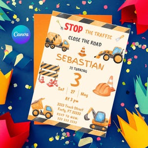 Editable Construction Birthday Party Invitation Template Dump Truck Party Invite
