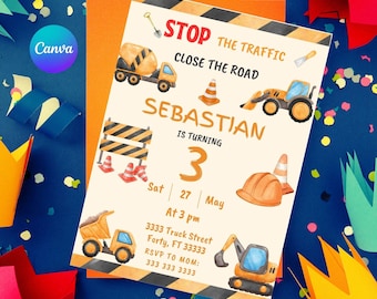 Editable Construction Birthday Party Invitation Template Dump Truck Party Invite