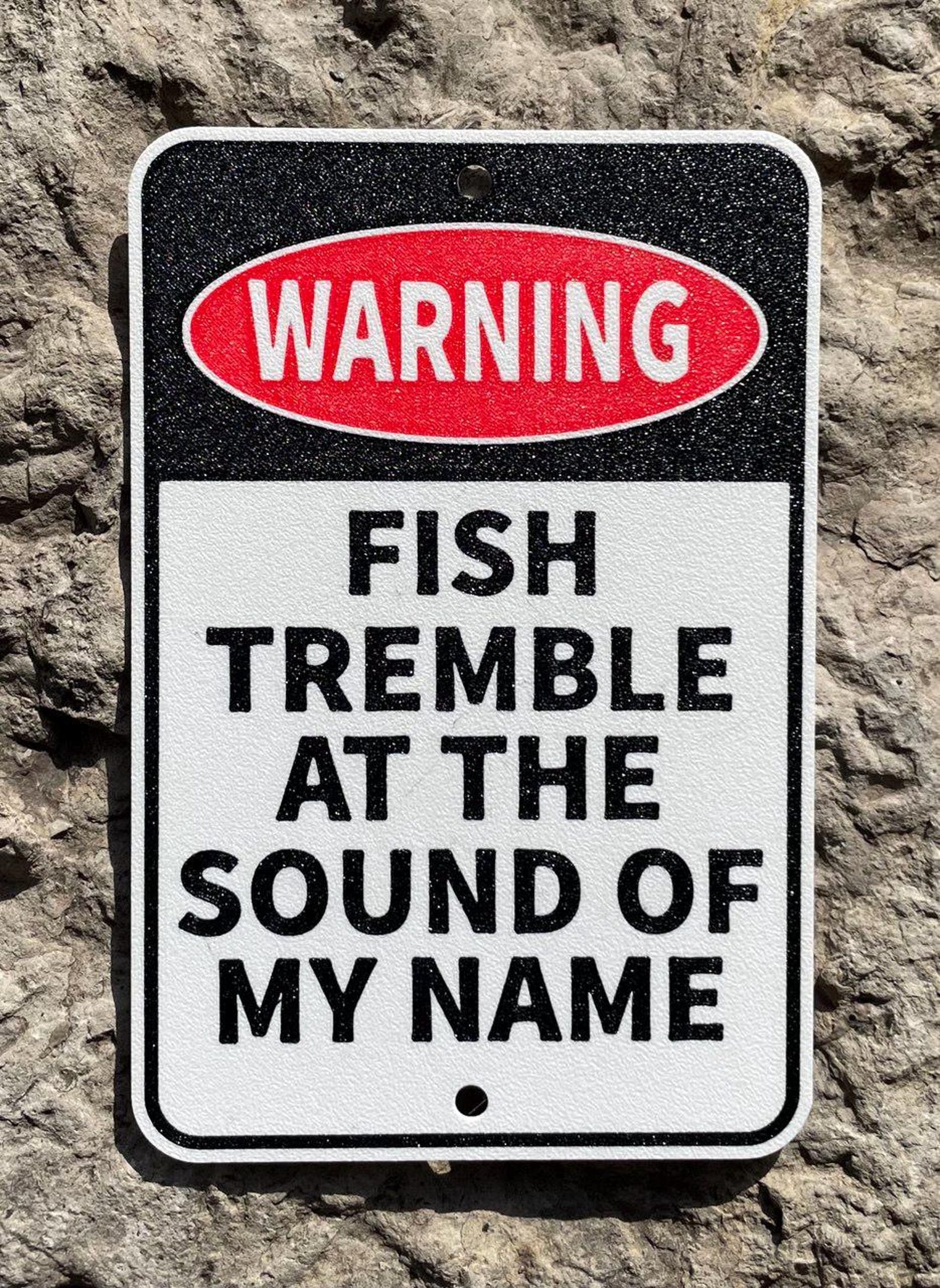 Tremble Sign Warning Fish Tremble at the Sound of My Name Sign Funny Fishing Vibrant ...