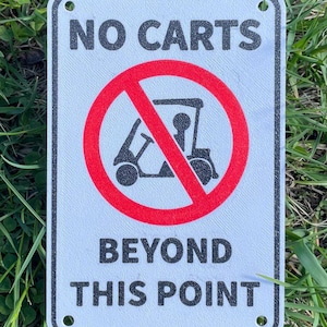 No Carts Beyond This Point Sign Golf Sports Decor White With Black Lettering Highly Visible Indoor Outdoor