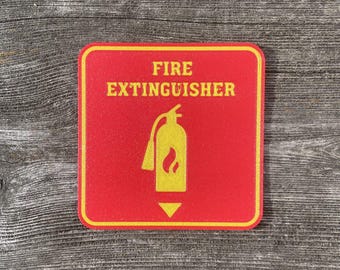 Fire Extinguisher Symbol Sign In Vibrant Red With Yellow Lettering Highly Visible Indoor Outdoor Mini Signs Customizable