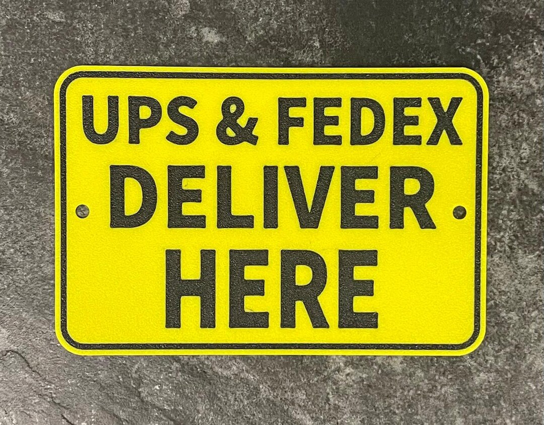 UPS & Fedex Deliver Here Sign Business Home Office Vibrant Yellow With ...