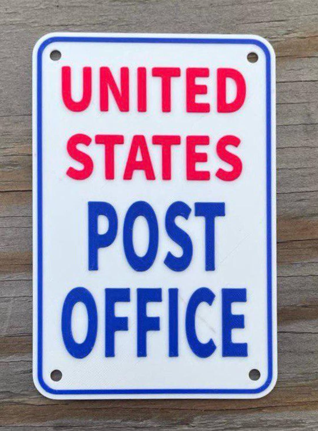 Usps Lettering United States Post Office USPS Postal Mailman Sign in White With Blue ...