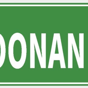 Pode incluir: Uma placa de rua verde com o texto branco "COONAN DR". A placa tem uma borda branca e é fixada com dois rebites. A placa é retangular.