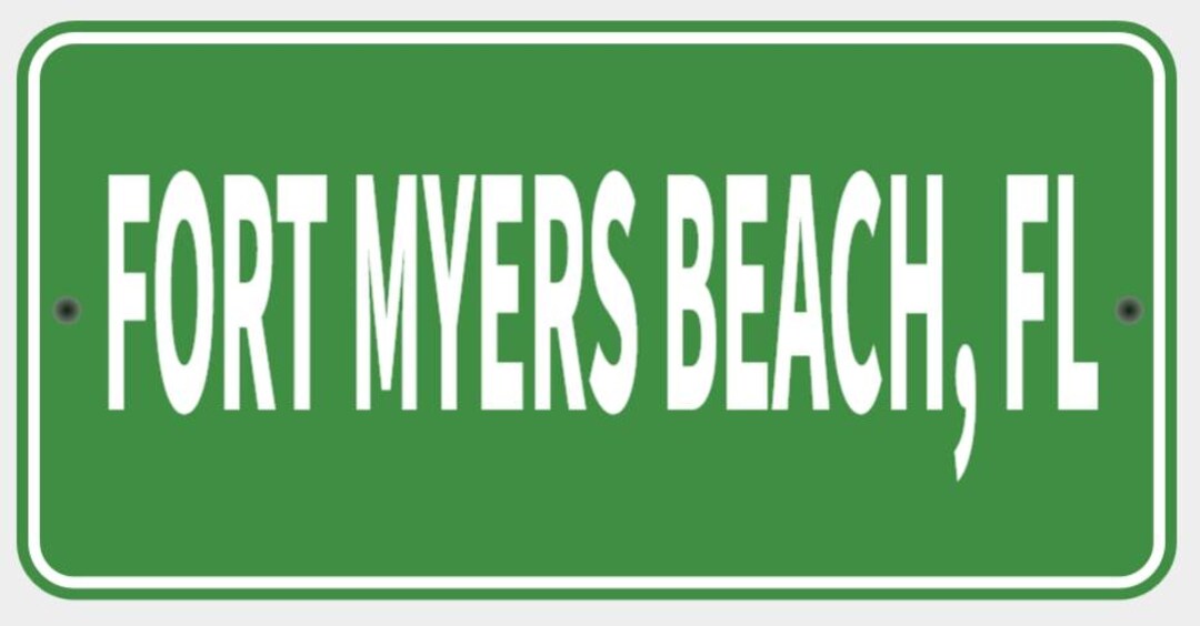 Fort Myers Beach Florida Wall Decor City Limit Sign Vibrant Green With ...