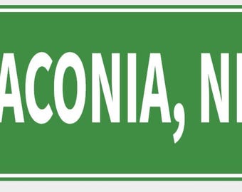 Letrero de límite de ciudad en Laconia, New Hampshire, verde vibrante con letras blancas, muy visible, para interiores y exteriores, mini letreros personalizables.