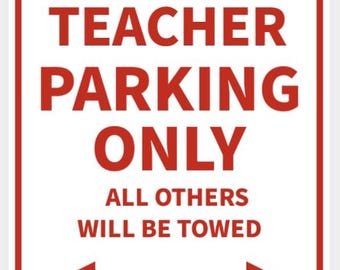 Reading Teacher Parking Only Sign Back To School Vibrant White With Red Lettering Indoor Outdoor