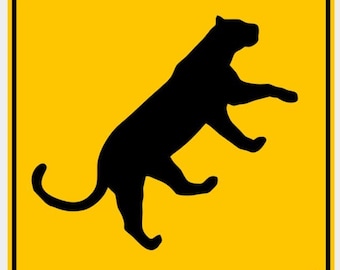 Panther Crossing Yellow Sign Animal Safety Vibrant Yellow With Black Lettering