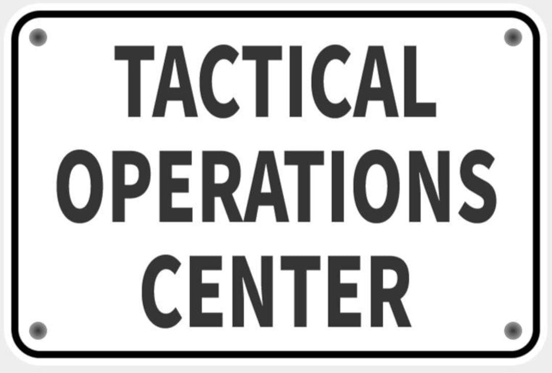Tactical Operations Center Sign in Vibrant White With Black Lettering ...
