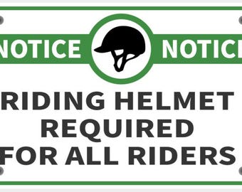Riding Helmet Required for All Riders Sign In Vibrant White With Black Lettering Highly Visible Indoor Outdoor Mini Signs Customizable
