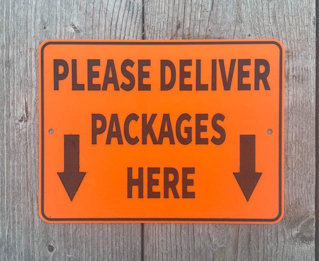 "Please Deliver Packages Here Arrows Down" Sign – Multiple Sizes, Rust-Free Aluminum (I283)