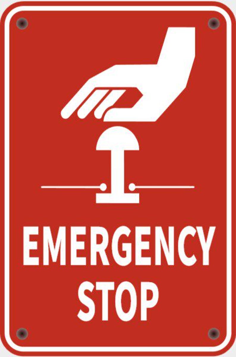 Emergency Stop Pictogram Sign in Vibrant Red With White Lettering ...