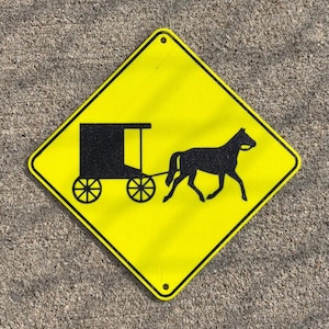 Horse-Drawn Buggy Vehicle Traffic Novelty Notice Sign In Vibrant Yellow With Black Lettering Highly Visible Indoor Outdoor Customizable