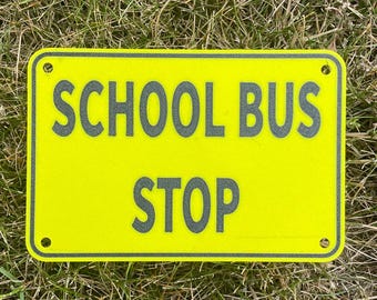 School Bus Stop Children Safety School Safety Sign In Vibrant Yellow And Black Lettering Highly Visible Indoor Outdoor Customizable