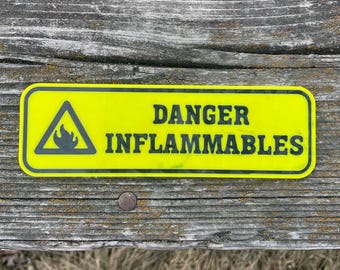 Französisches Schild „Danger Inflammables“ Lebendiges Gelb Mit Schwarzer Beschriftung Gut Sichtbar Indoor Outdoor Mini Schilder Anpassbar