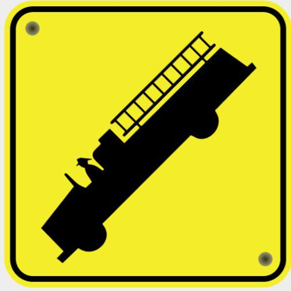Fire Engine Truck Lorry Firehouse Sign in Vibrant Yellow With Black ...