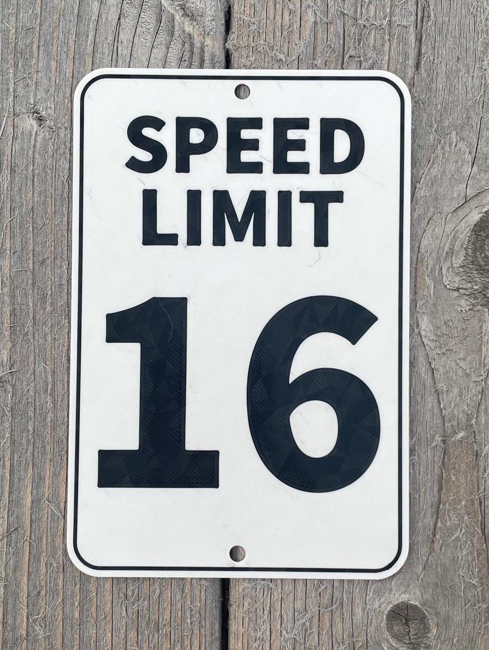 Speed Limit 16 Sign in Vibrant White With Black Lettering Highly ...