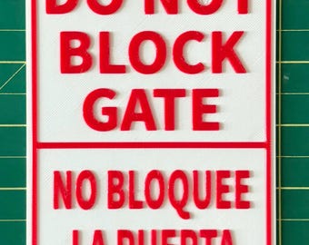 Letrero "No Bloquee la Puerta" Inglés y Español No Bloquee la Puerta Letrero Blanco Vibrante con Letras Rojas Interior Exterior
