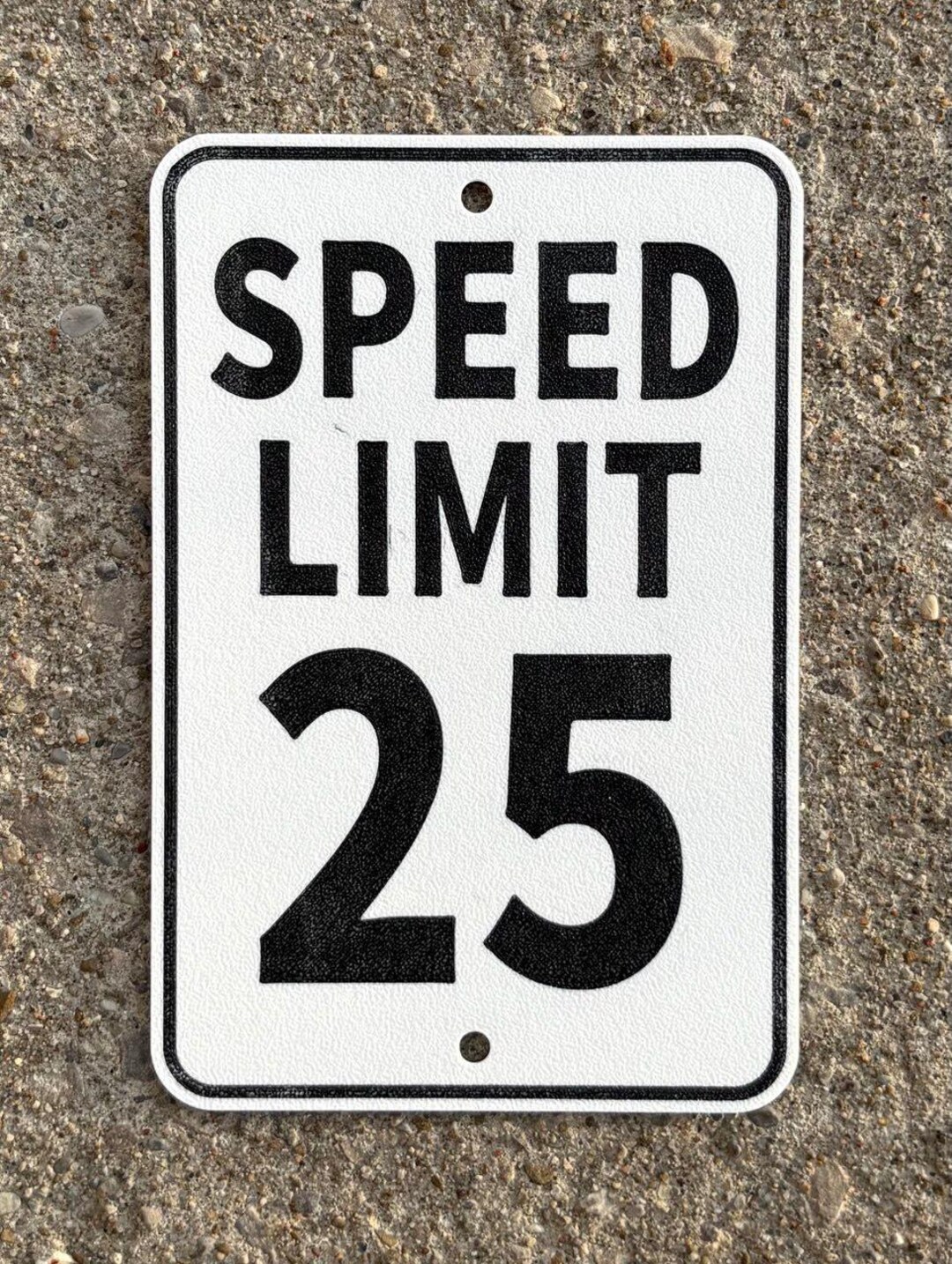 Speed Limit 25 KM MH Km/h M/h Sign Vibrant White With Black