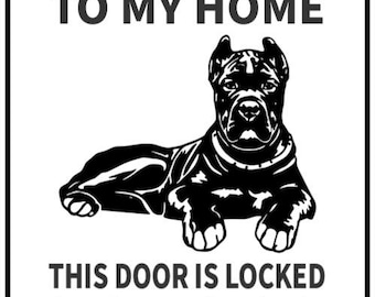 Door Is Locked For Your Protection Cane Corso Dog Sign In Vibrant White With Black Lettering Highly Visible Indoor Outdoor Customizable