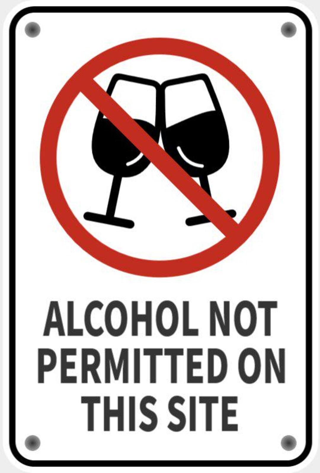 Alcohol Not Permitted on This Site Sign in Vibrant White With Black ...