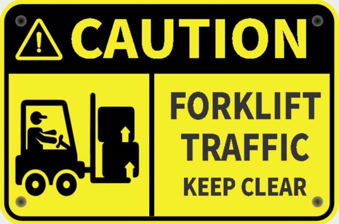 Caution Forklift Traffic Keep Clear Sign in Vibrant Yellow With Black ...