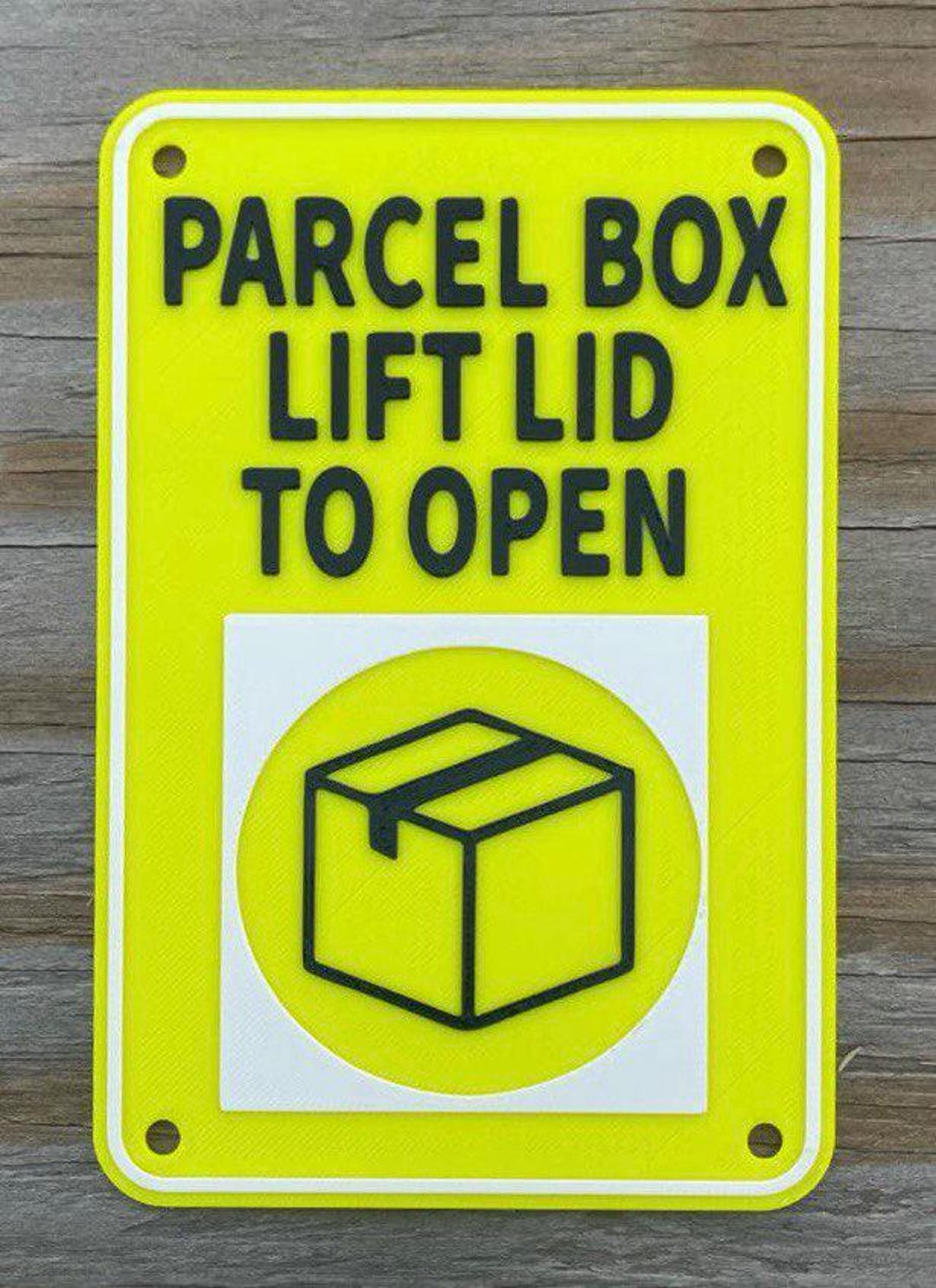 Open Box Freezer Sign Parcel Box Lift Lid to Open Post Deliveries Sign Vibrant Yellow With ...