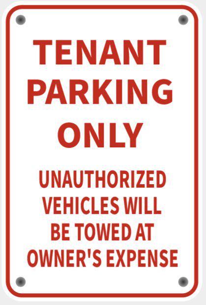 Tenant Parking Only Building Management Decor Sign White With Red ...