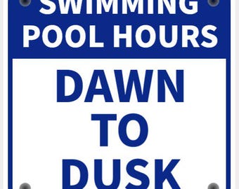 Schwimmbad-Schild in leuchtendem Blau mit weißer Schrift, gut sichtbar für Innen- und Außenbereich