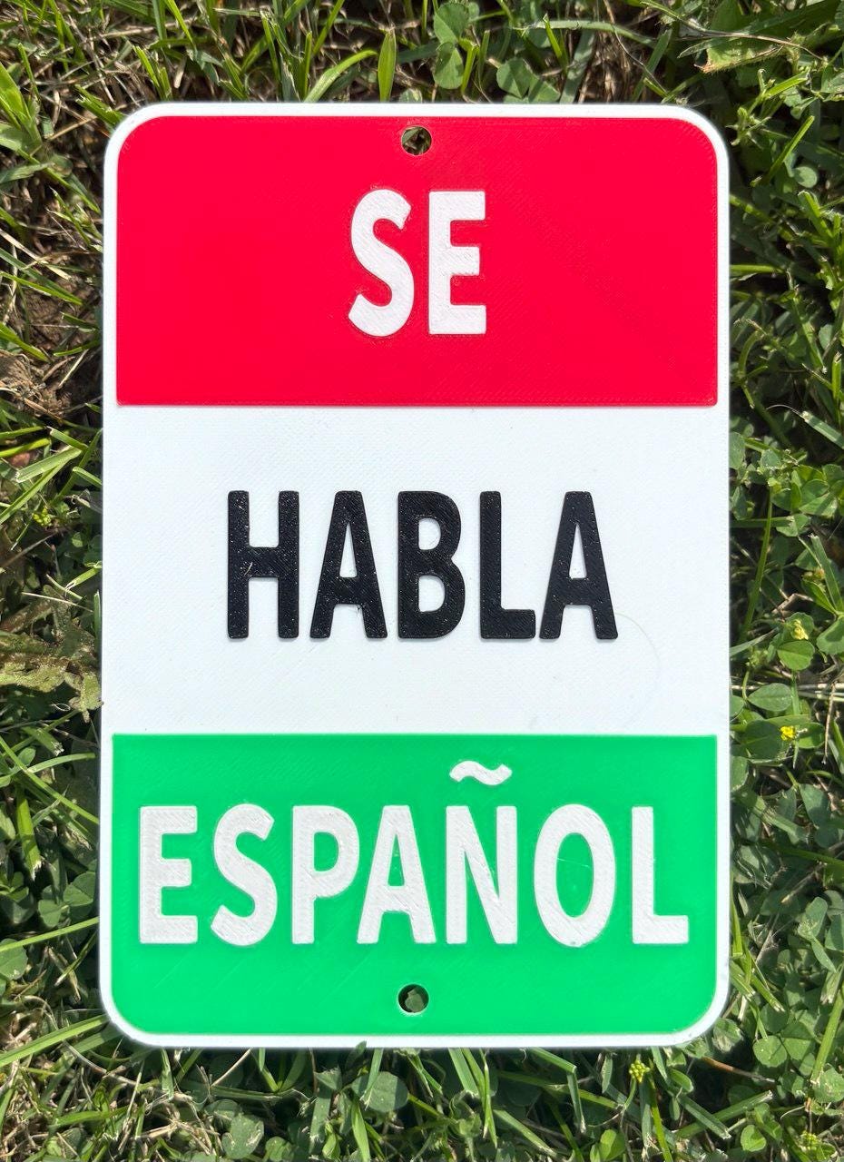Se Habla Espanol Spanish Sign We Speak Spanish in Vibrant White