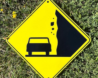 Car Rocks Falling Danger Sign Safety Vibrant Yellow With Black Lettering Highly Visible Indoor Outdoor Customizable