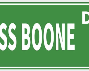 USS Boone Drive Navy Sailor Street Sign Decor Vibrant Green With White Lettering Highly Visible Indoor Outdoor