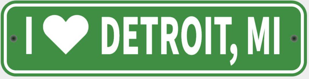 I Love Detroit Michigan City Limit Sign Vibrant Green With White ...