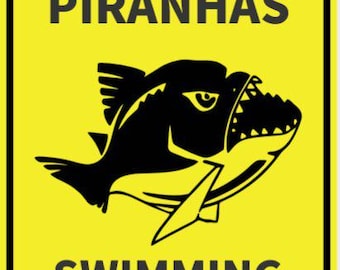 Swim At Your Own Risk Sign In Vibrant Yellow With Black Lettering Highly Visible Indoor Outdoor Customizable