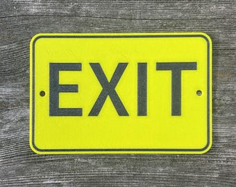 EXIT Sign In Vibrant Yellow With Black Lettering Highly Visible Indoor Outdoor Mini Signs Customizable