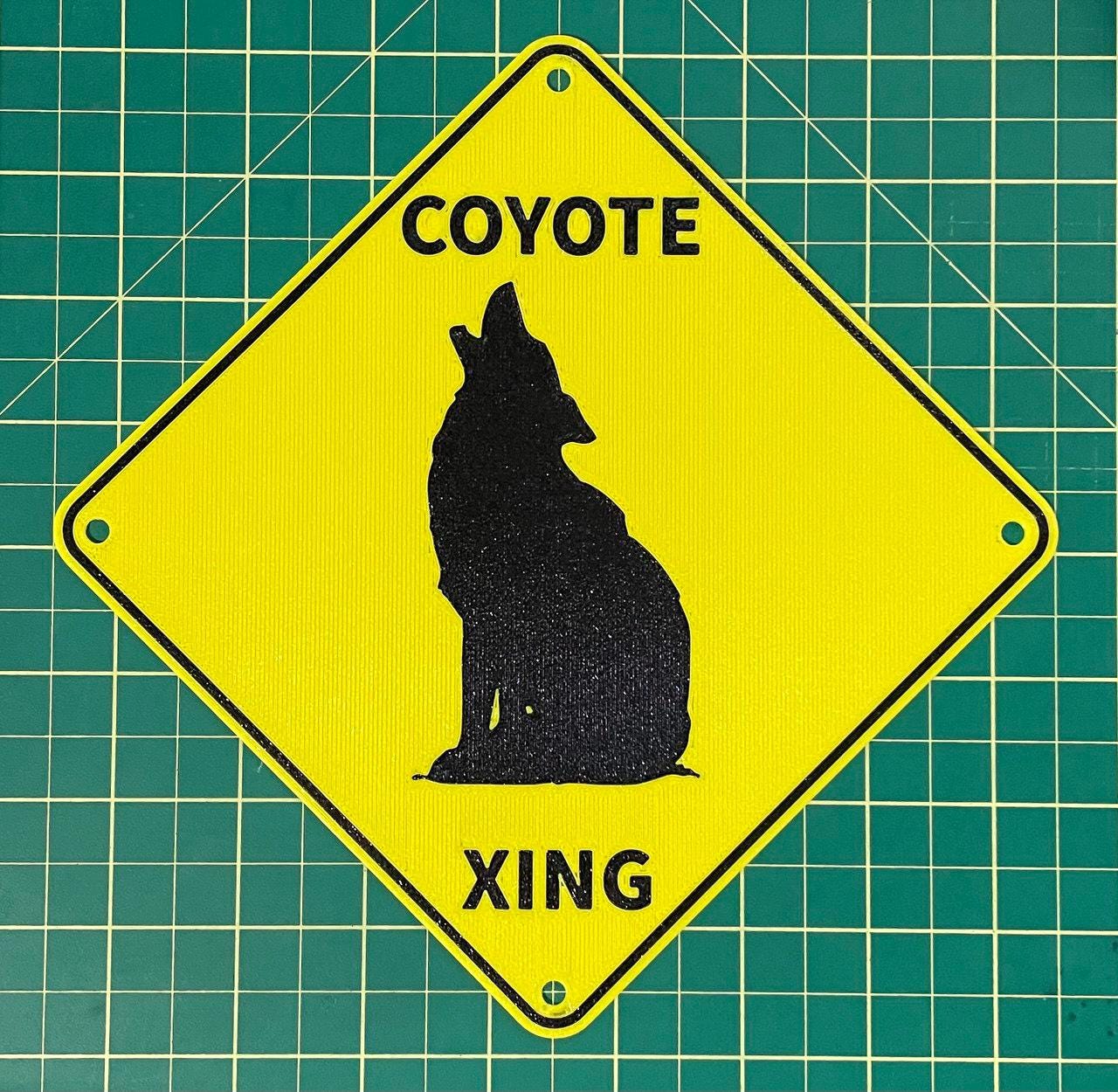 Coyote Vintage Crossing Rustic Animals Jackal Prairie Wolf Sign in
