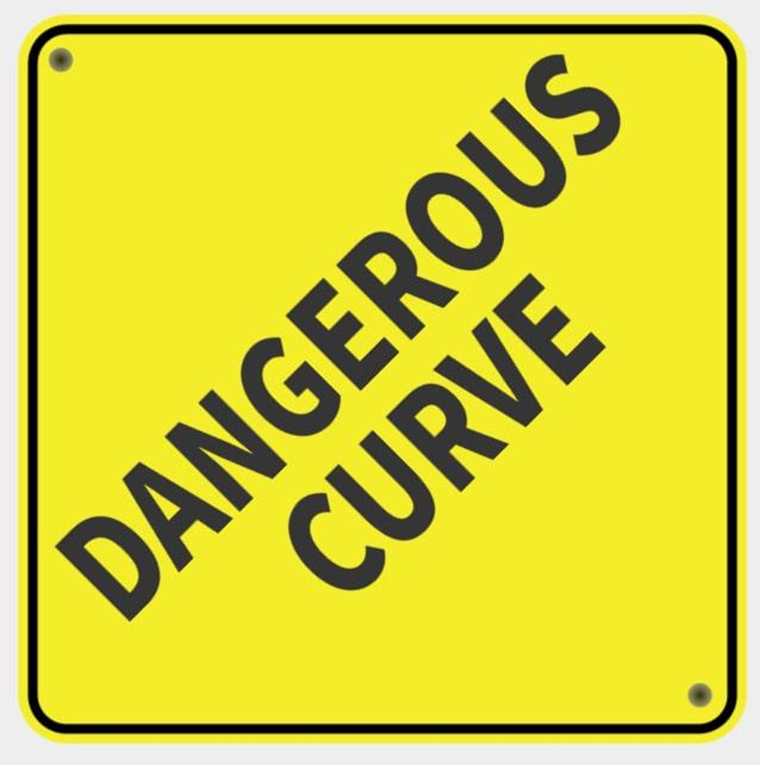 Dangerous Curve Diamond Yellow Street Road Traffic Sign in Vibrant ...