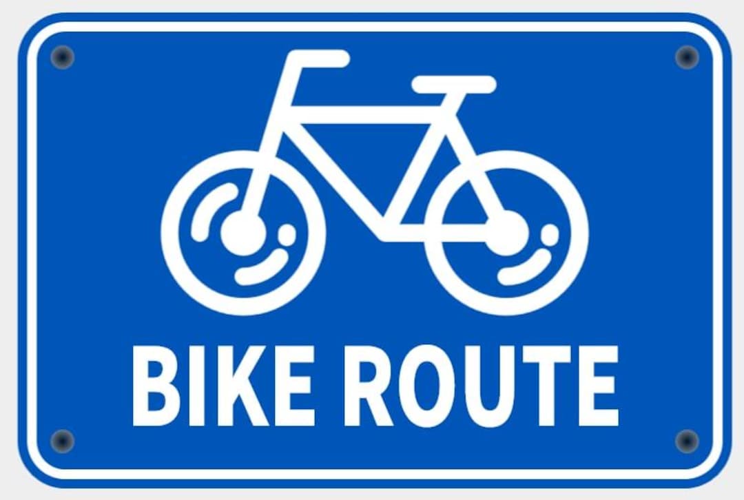 Bike Route Beware of Bikes Sign in Vibrant Blue With White Lettering ...