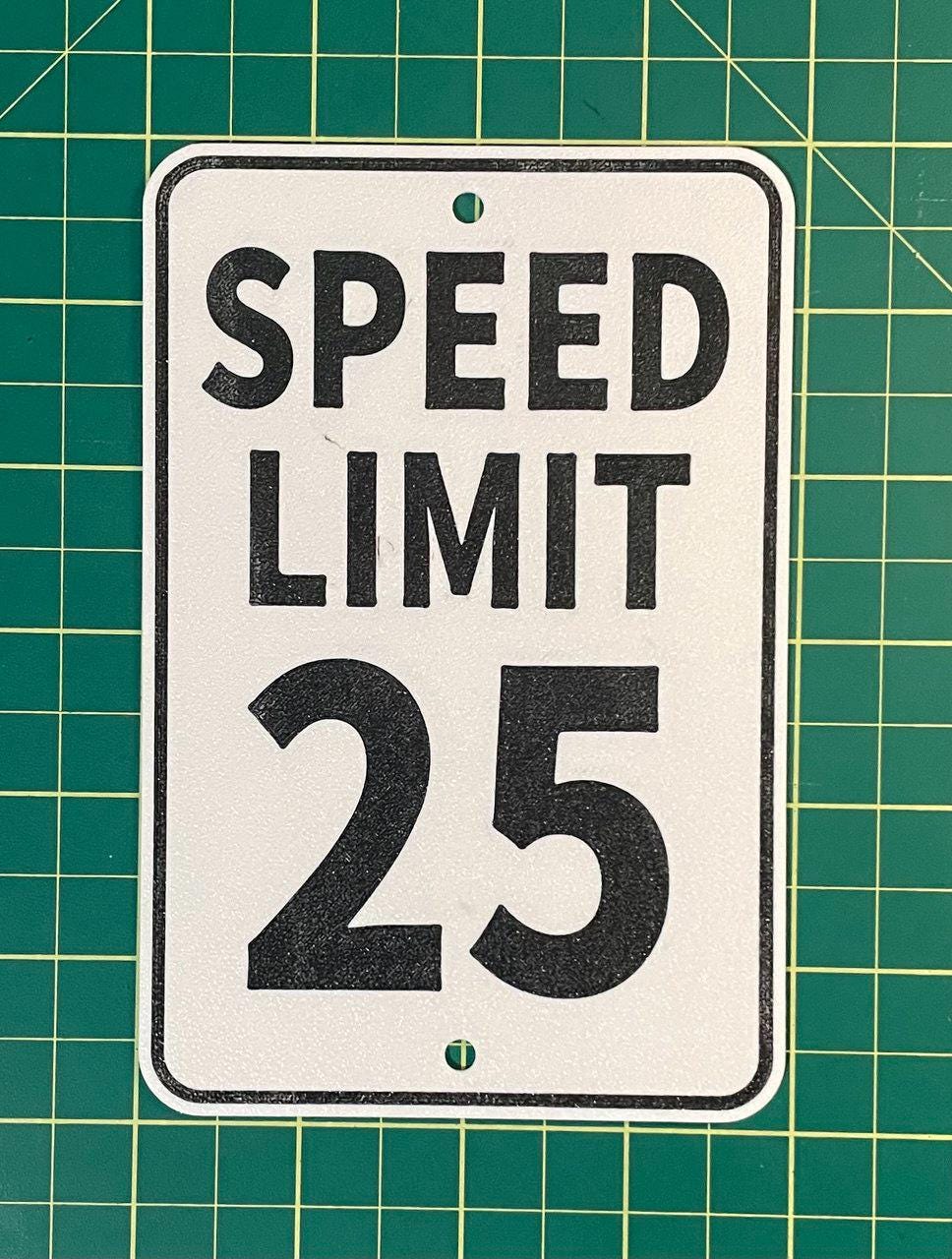 Speed Limit 25 KM MH Km/h M/h Sign Vibrant White With Black
