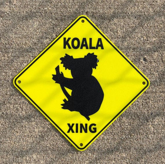 Koala Bear Xing Diamond Crossing Symbol Animal Road Street Sign in