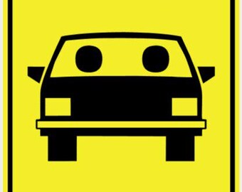 Vorsicht Uhr für Fahrzeuge Schild in lebhaften gelb mit schwarzer Beschriftung Indoor Outdoor Mini Schilder anpassbar
