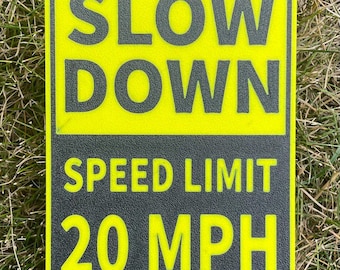 Slow Down 20 MPH Speed Limit Sign Road Safety Street Sign In Vibrant Yellow With Black Lettering Highly Visible Indoor Outdoor Customizable