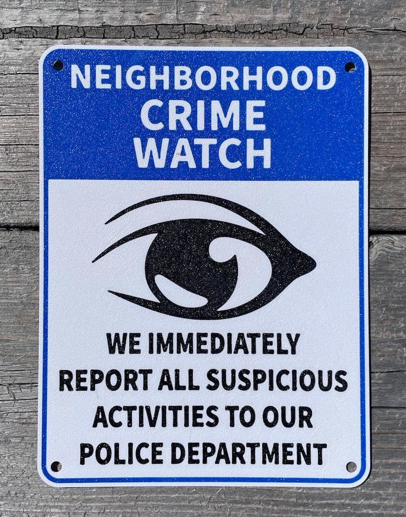 Neighborhood Crime Watch Sign Community Safety Watching Eye Vibrant ...