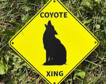 Coyote Vintage Crossing Rustic Animals Jackal Prairie Wolf Sign in