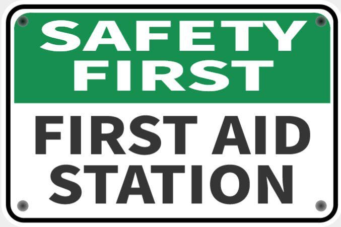 Safety First First Aid Station Sign in Vibrant Green and White With ...