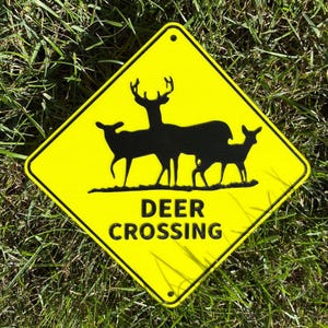 Deer Xing Crossing Sign Animal Deer Crossing Sign in Vibrant Yellow With Black Lettering Custom