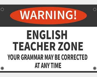 Warning English Teacher Zone Sign Back To School Vibrant Black And White With Black Lettering Highly Visible Indoor Outdoor